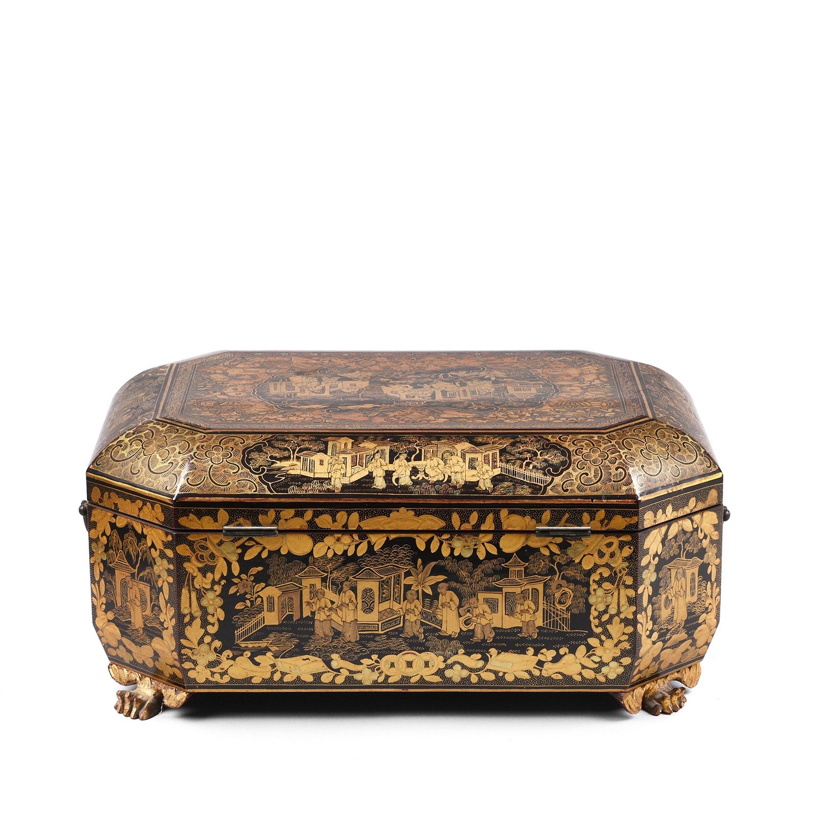 Black Lacquer Canton Export Sewing Box - Early 19th Century