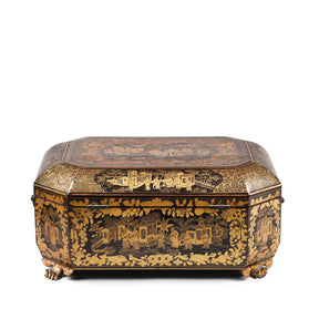 Black Lacquer Canton Export Sewing Box - Early 19th Century