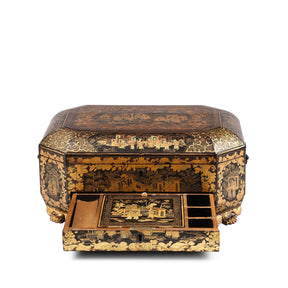 Black Lacquer Canton Export Sewing Box - Early 19th Century