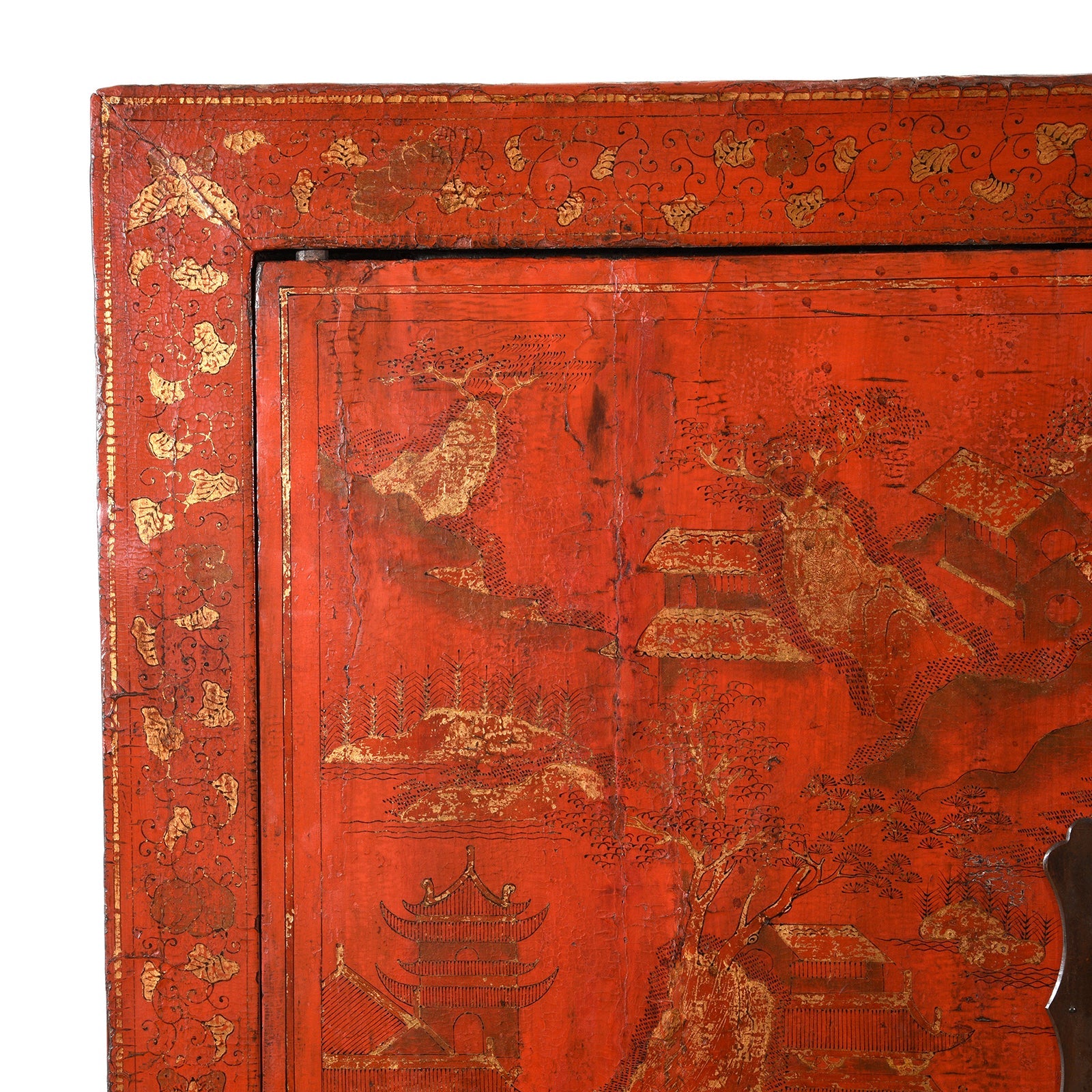 Red Lacquer Wedding Cabinet From Shanxi - Early 19thC