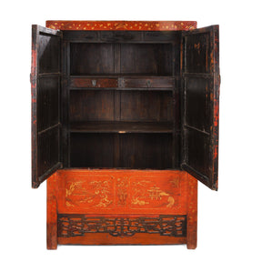 Red Lacquer Wedding Cabinet From Shanxi - Early 19thC