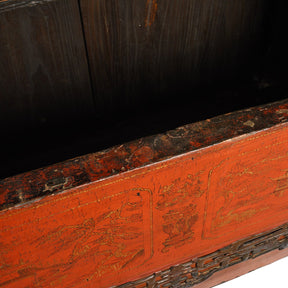 Red Lacquer Wedding Cabinet From Shanxi - Early 19thC