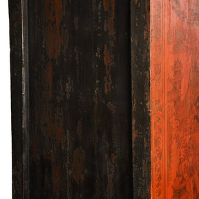 Red Lacquer Wedding Cabinet From Shanxi - Early 19thC