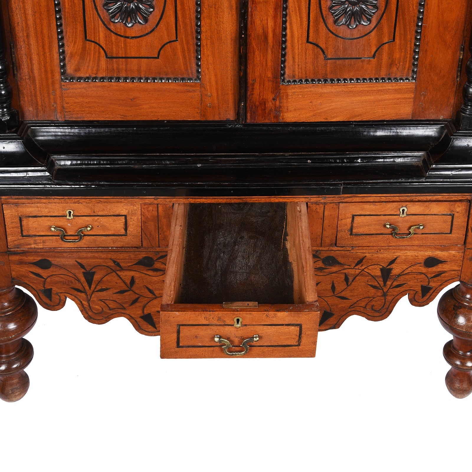 Dutch Colonial Jackfruit & Ebony Cabinet From Sri-Lanka -19th Century