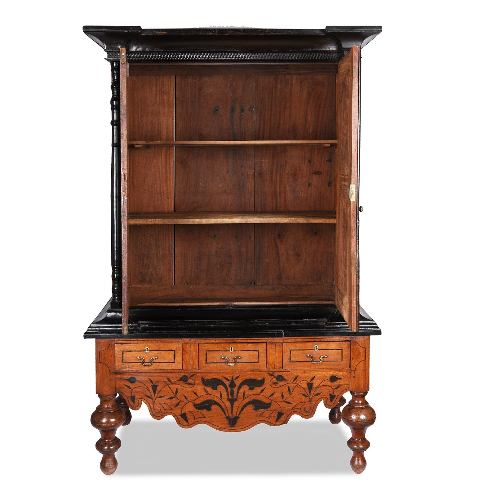 Dutch Colonial Jackfruit & Ebony Cabinet From Sri-Lanka -19th Century