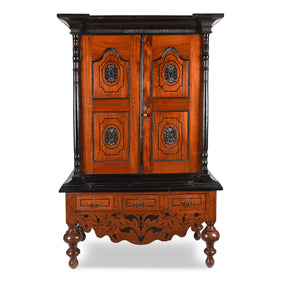Dutch Colonial Jackfruit & Ebony Cabinet From Sri-Lanka -19th Century