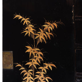 Gilt Black Lacquer Canton Export Jewellery Cabinet - 19th Century