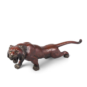 Japanese Bronze Tiger Okimono - Showa Era