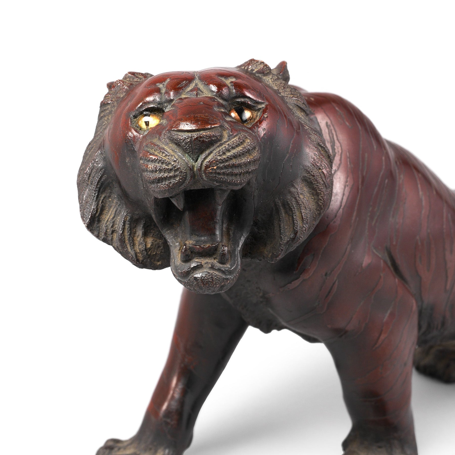 Japanese Bronze Tiger Okimono - Showa Era