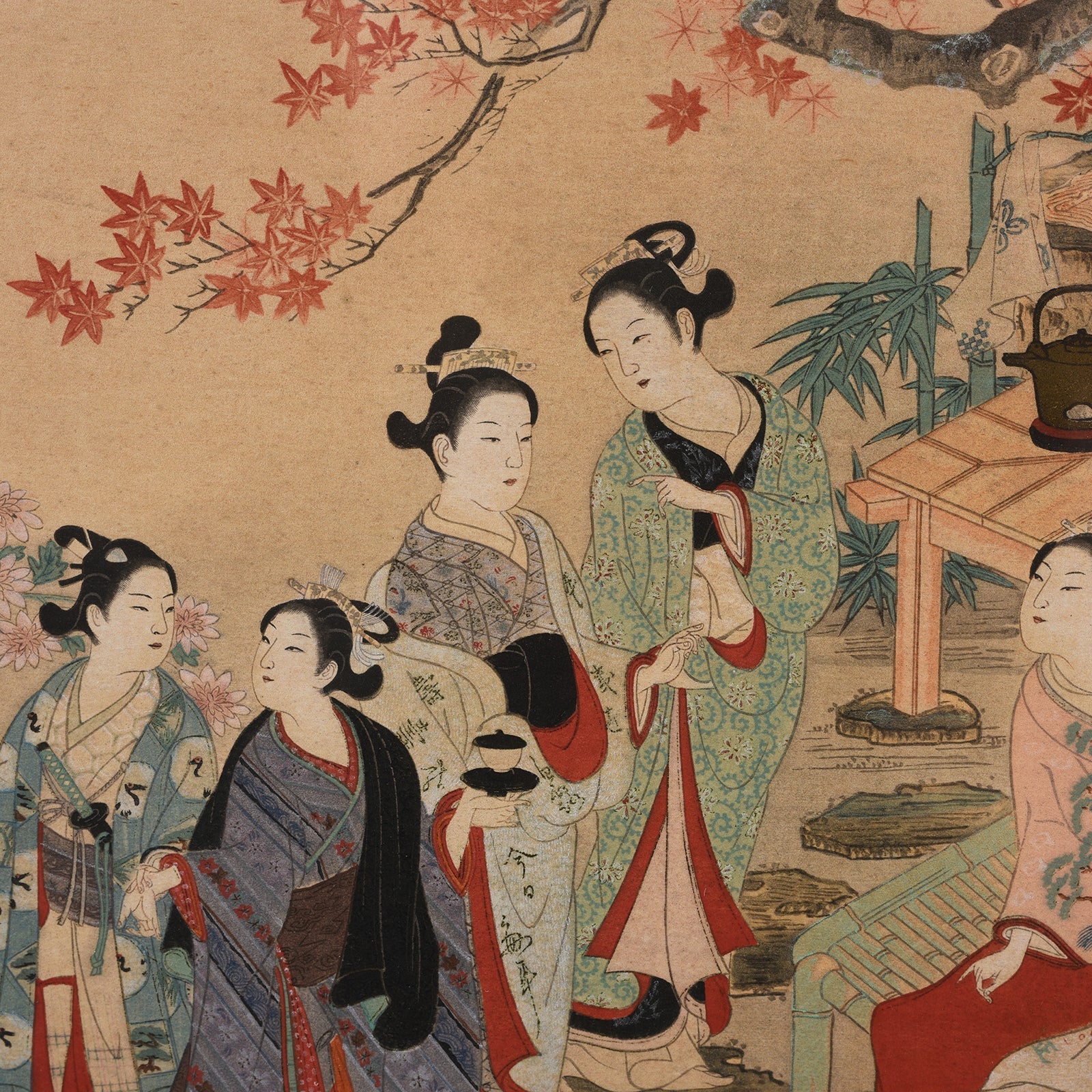 'Visit To The Garden' Japanese Woodblock by Nishikawa Sukenobu