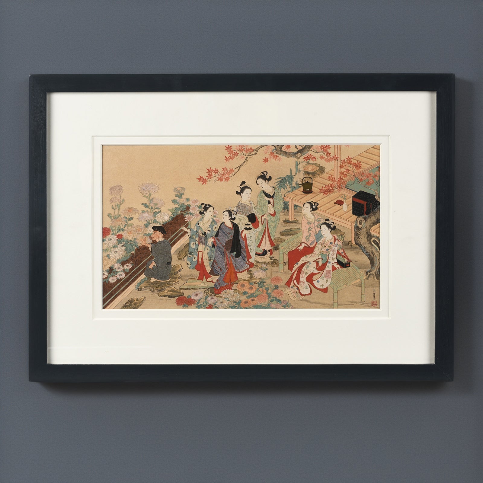 'Visit To The Garden' Japanese Woodblock by Nishikawa Sukenobu