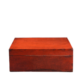 Red Leather Parcel Gilt Trunk from Shanghai - Late 19th Century