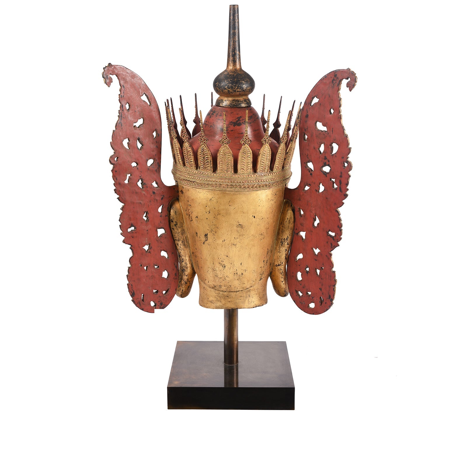 Large Gilt Burmese Crowned Buddha Head - Ca 1960