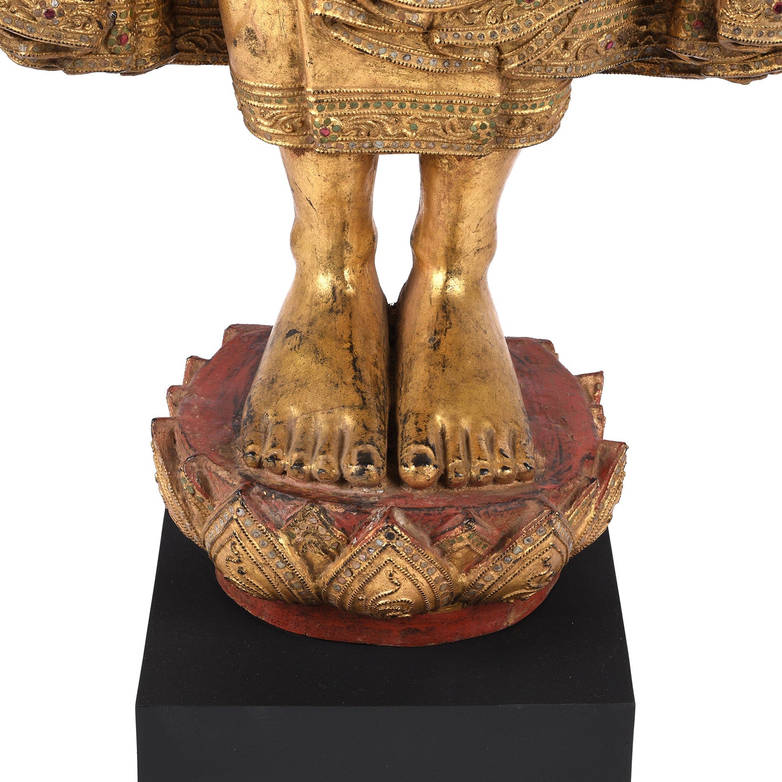 Gilded Teak Standing Mandalay Buddha - Ca 1920