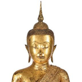 Large Thai Gilt Rattanakosin Sitting Buddha Statue - 19th Century