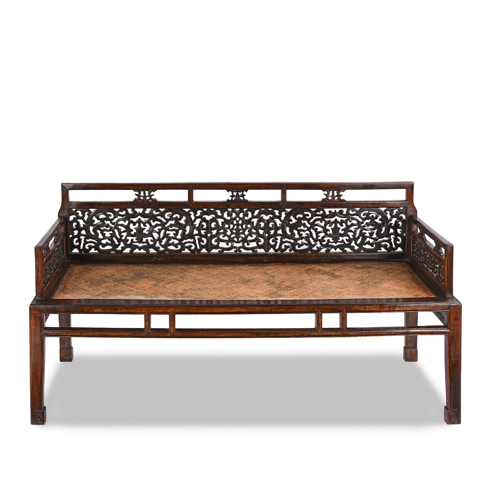 Chinese Caned Bench Qing Dynasty - Ca 1910
