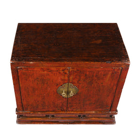 Red Lacquer Book Cabinet From Shanxi Province - 19th Century