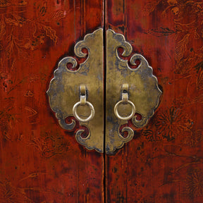 Red Lacquer Book Cabinet From Shanxi Province - 19th Century