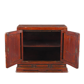 Red Lacquer Book Cabinet From Shanxi Province - 19th Century
