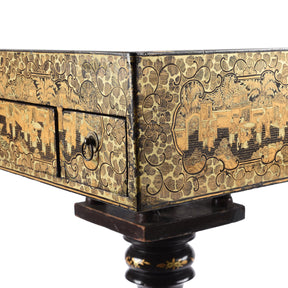 Black Lacquer Export Canton Export Games Table - Early 19th Century