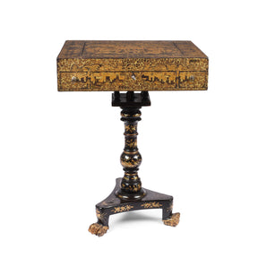 Black Lacquer Export Canton Export Games Table - Early 19th Century