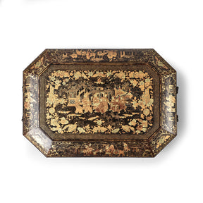 Gilt Black Lacquer Chinese Export Sewing Box - Early 19th Century