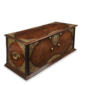 Dutch Colonial Jackfruit & Brass Chest From Ceylon/Sri-Lanka -18thC