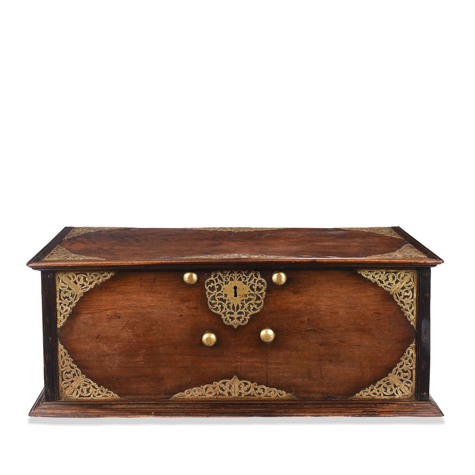 Dutch Colonial Jackfruit & Brass Chest From Ceylon/Sri-Lanka -18thC