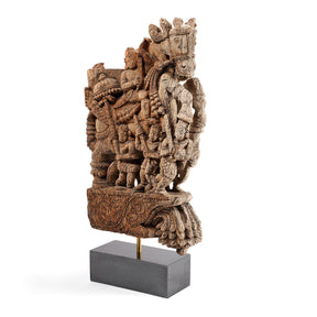 Carved Teak Horse Chariot Carving From Tamil Nadu - 19th Century