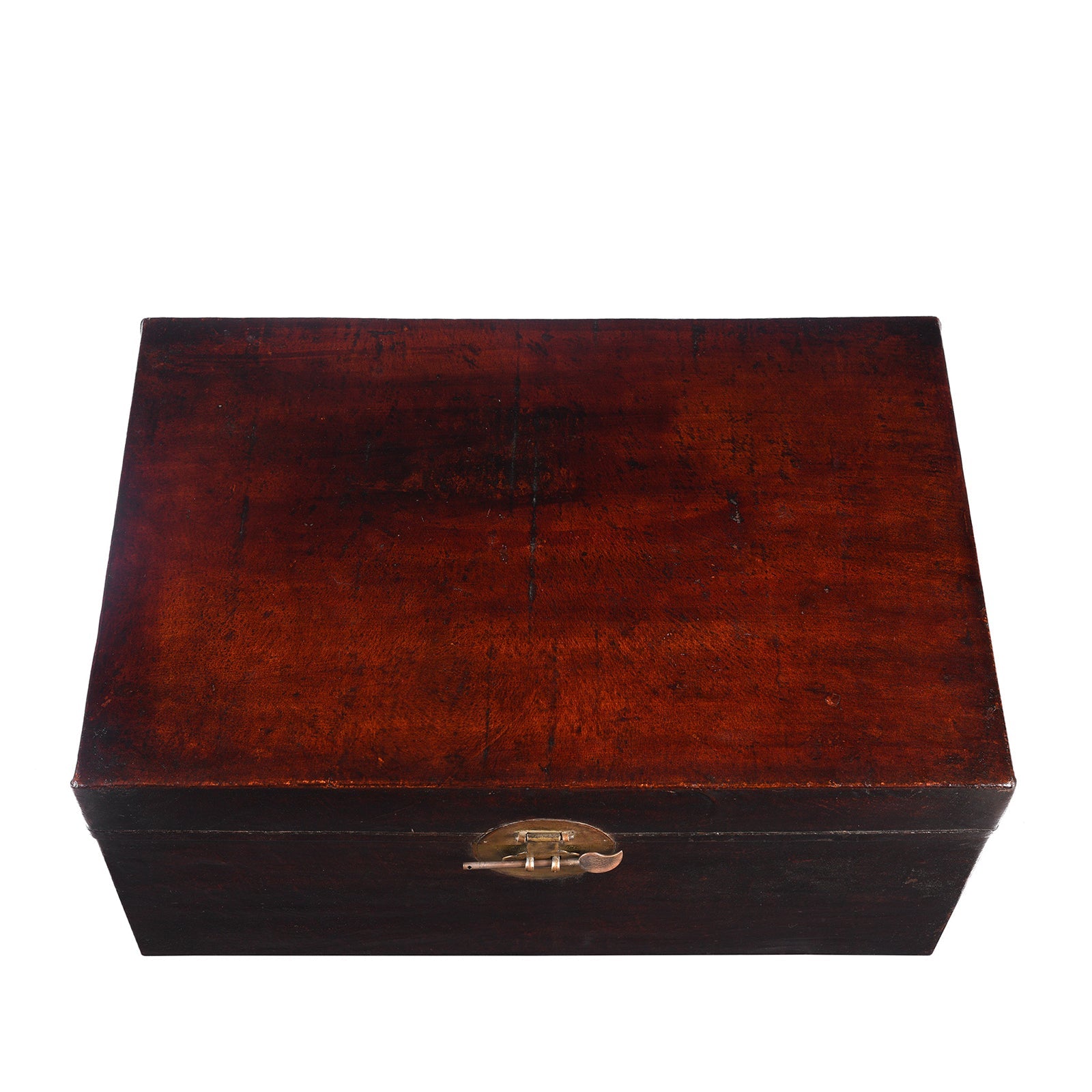 Aubergine Leather Trunk from Shanghai - Circa 1920