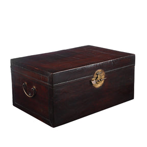 Aubergine Leather Trunk from Shanghai - Circa 1920