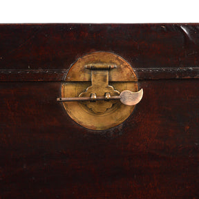 Aubergine Leather Trunk from Shanghai - Circa 1920