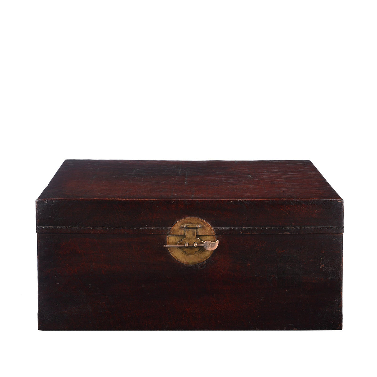Aubergine Leather Trunk from Shanghai - Circa 1920