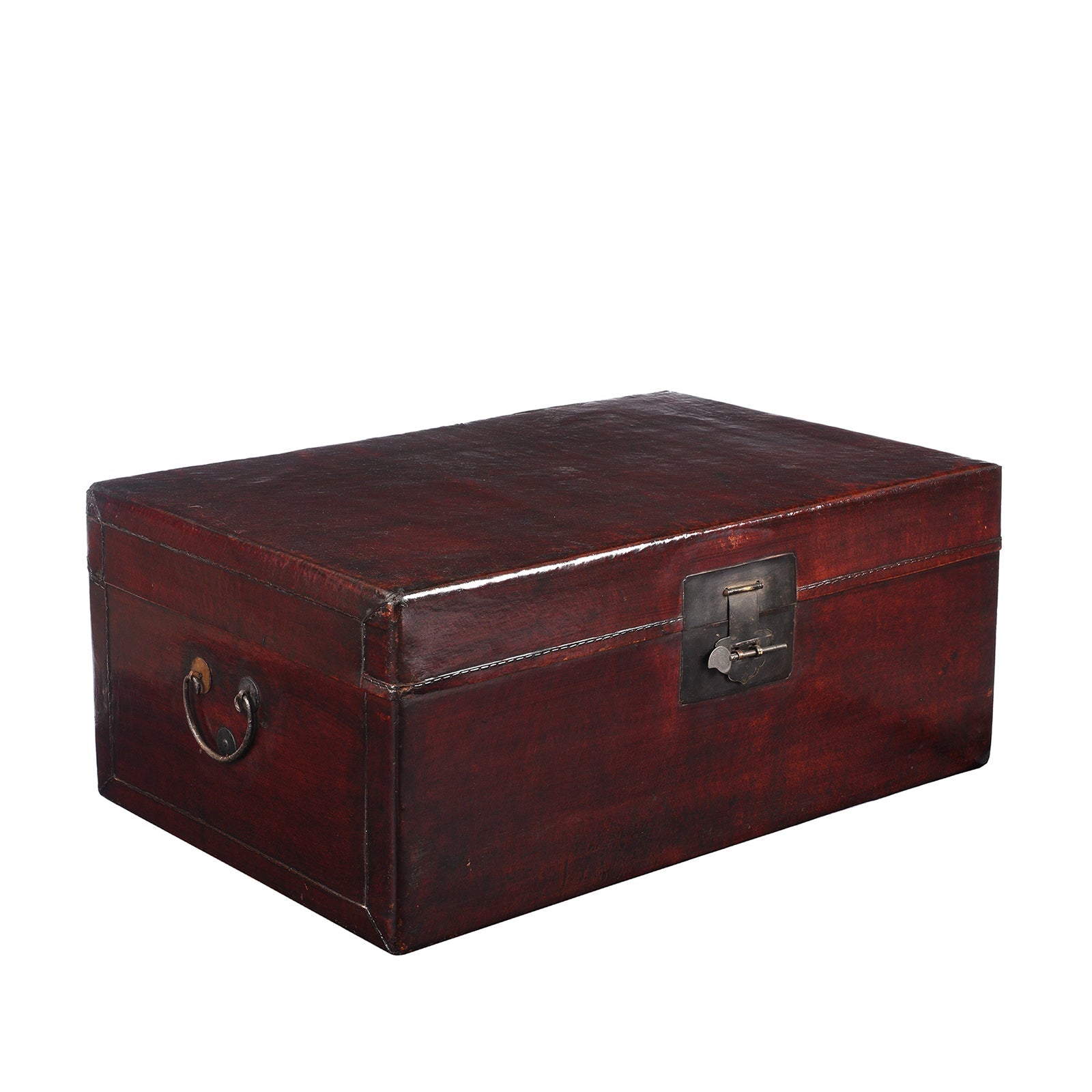 Aubergine Leather Trunk from Shanghai - Circa 1920