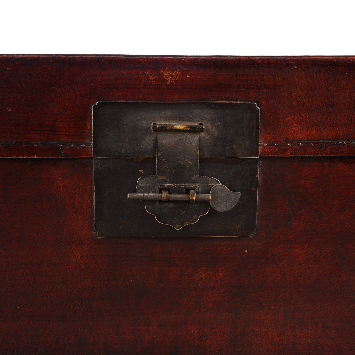 Aubergine Leather Trunk from Shanghai - Circa 1920