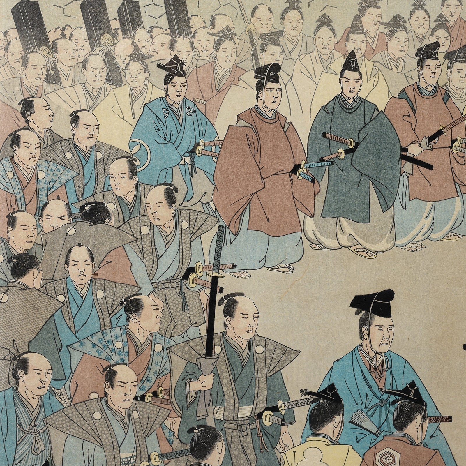 'Visiting Edo Castle on New Years Day' Original Woodblock by Toyohara Chikanobu - Ca 1897