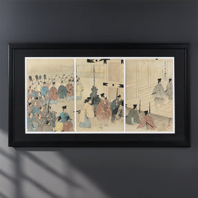 'Visiting Edo Castle on New Years Day' Original Woodblock by Toyohara Chikanobu - Ca 1897