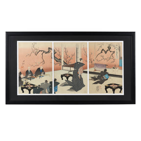 'New Year's Kagamibiraki Ceremony' Triptych by Chikanobu