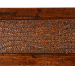 Red Elm Bench From Jiangsu With Rattan Seat - 19th Century