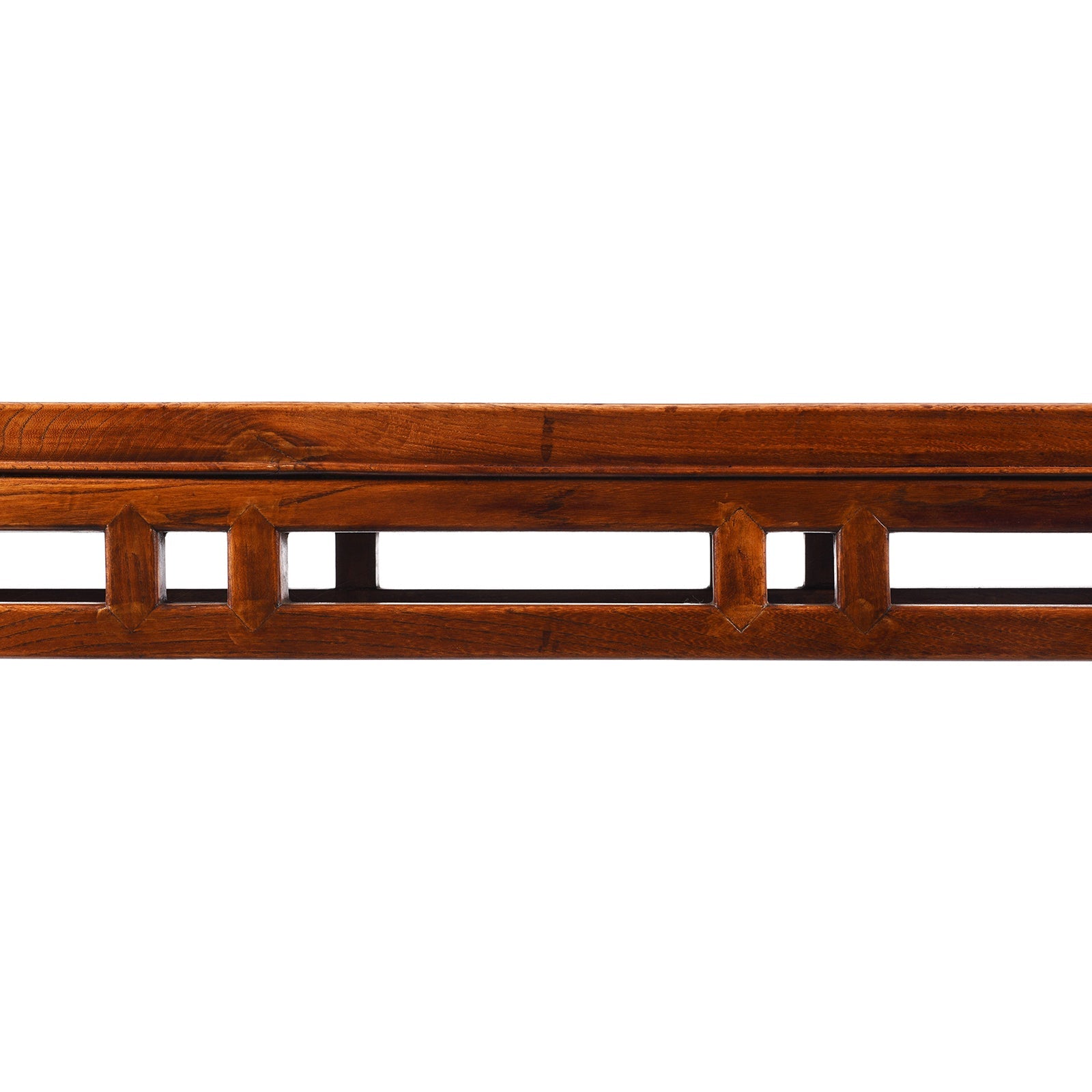 Red Elm Bench From Jiangsu With Rattan Seat - 19th Century