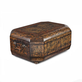 Black Lacquer Canton Export Sewing Box - Ca 1810