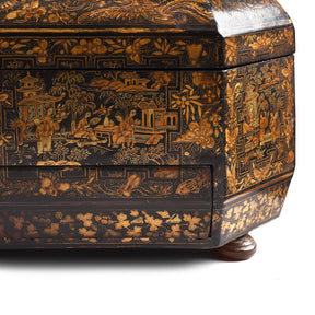 Black Lacquer Canton Export Sewing Box - Ca 1810