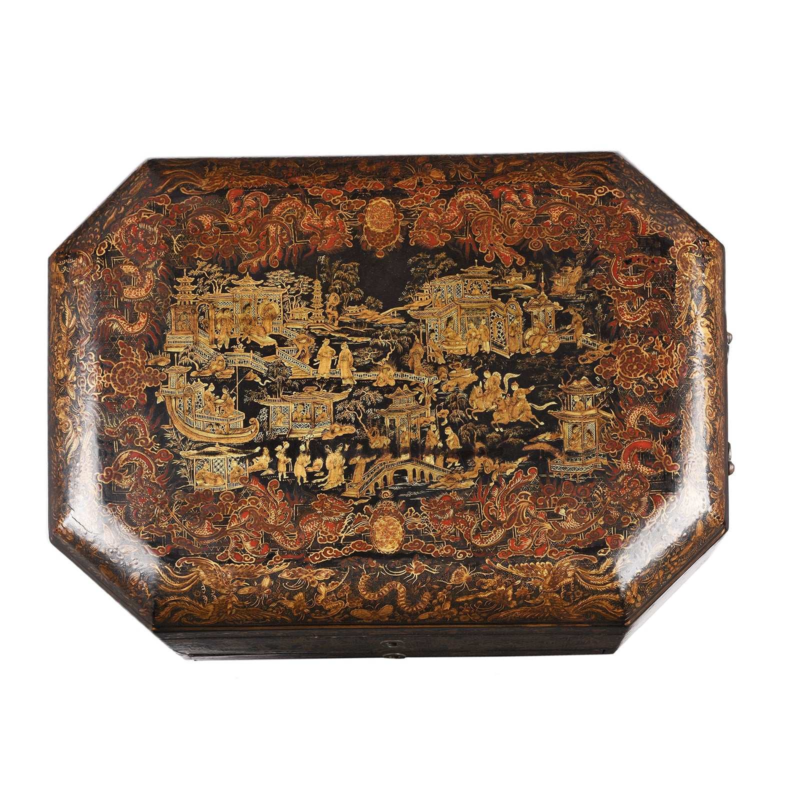 Black Lacquer Canton Export Sewing Box - Ca 1810