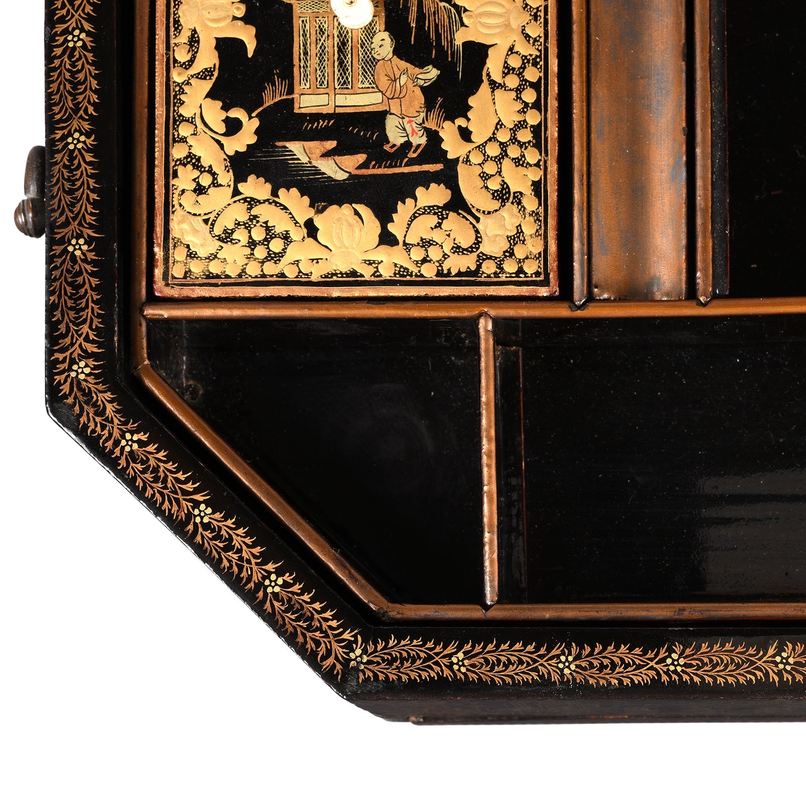 Black Lacquer Canton Export Sewing Box - Ca 1810