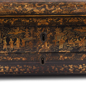 Black Lacquer Canton Export Sewing Box - Ca 1810