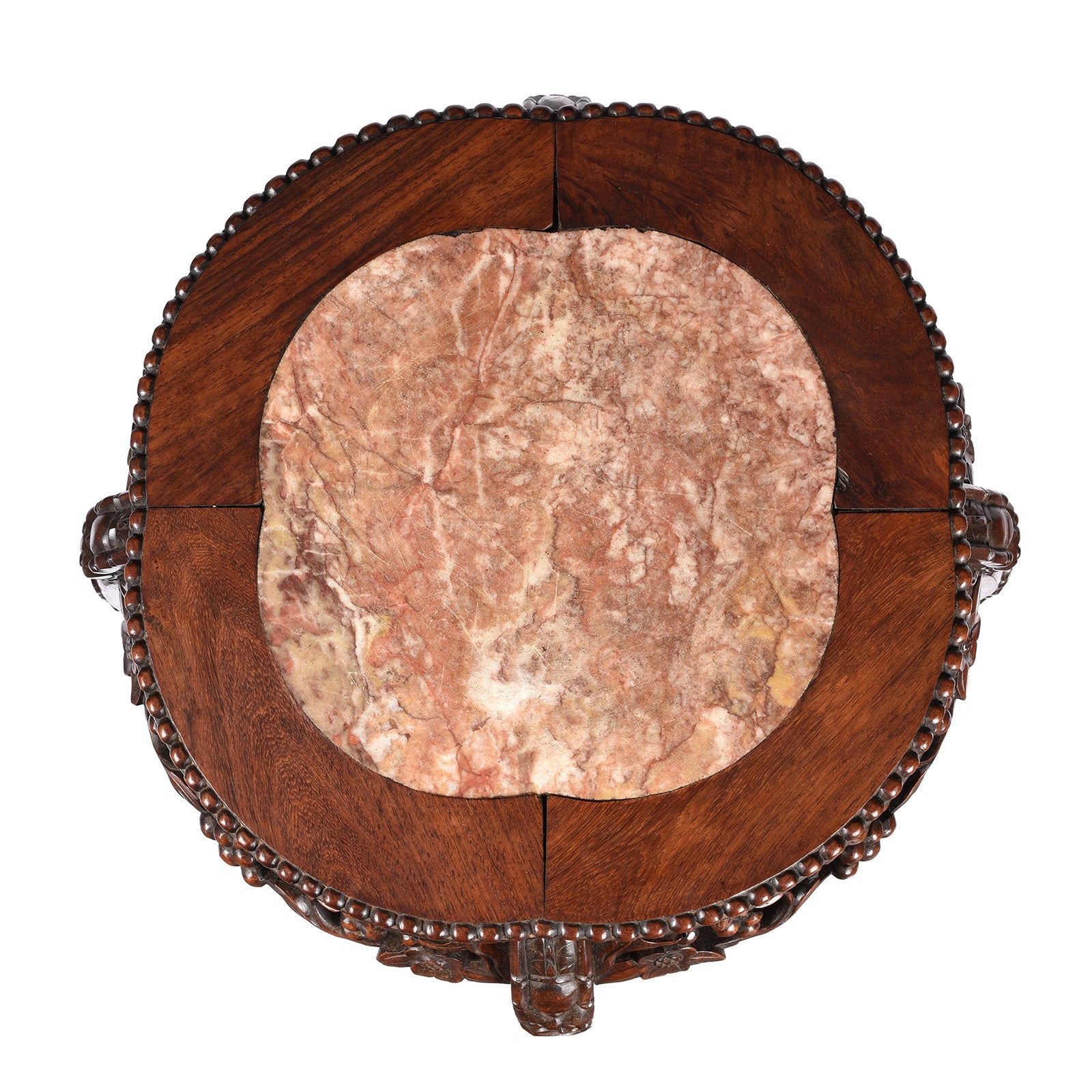 Chinese Hongmu Jardinière Stand With Inset Marble - Late 19th Century