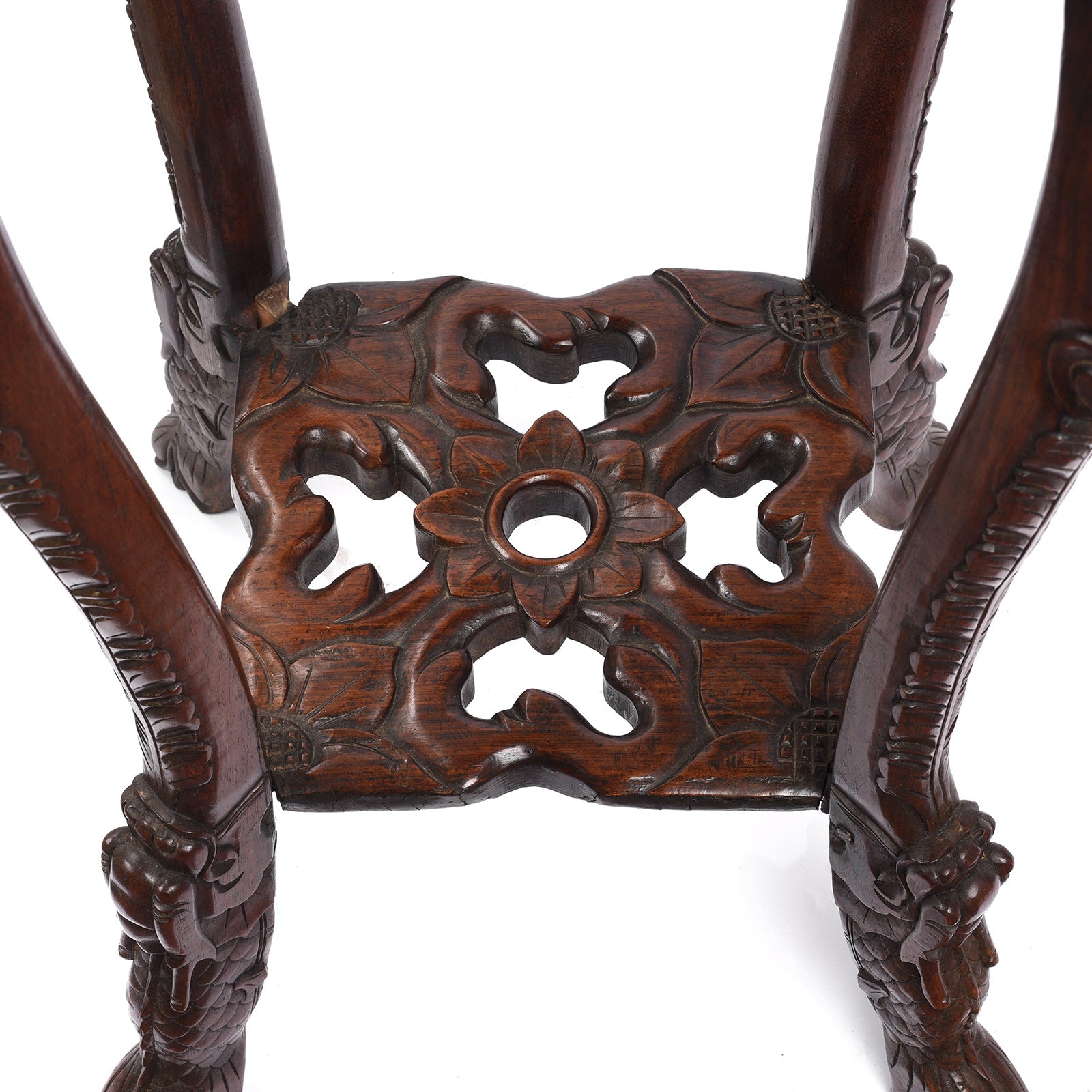 Chinese Hongmu Jardinière Stand With Inset Marble - Late 19th Century