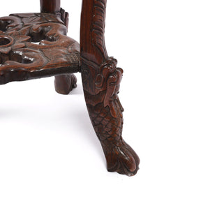 Chinese Hongmu Jardinière Stand With Inset Marble - Late 19th Century