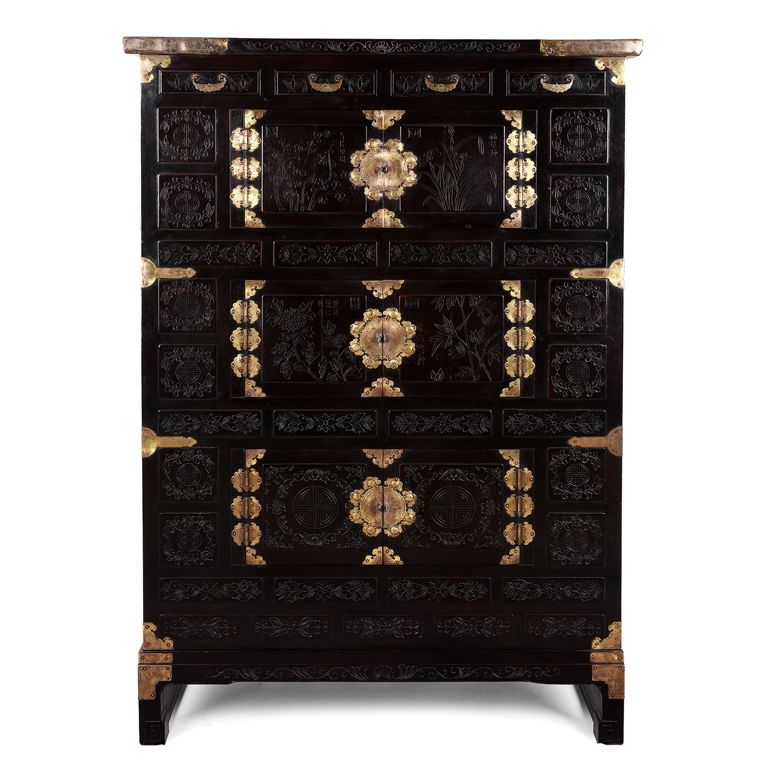 Korean Lacquer Samch'ung Jang Cabinet on Stand - Ca 1920