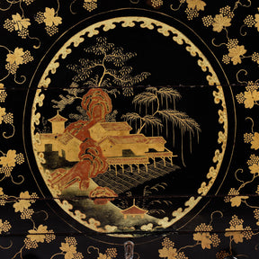 Canton Export Black Lacquer Stacking Haberdashery Box - Qing Dynasty